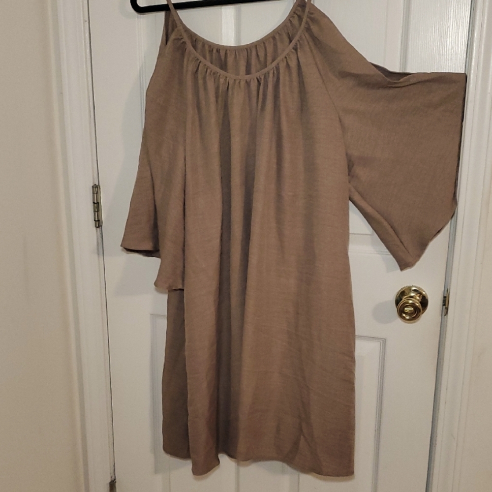 SHEIN Tan Off-Shoulder Dress